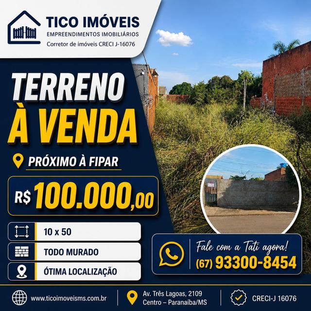 Terreno Proximo a Fipar - terreno à venda em Paranaíba MS