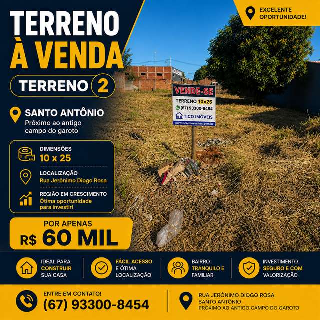 Terreno 2 Rua Jerônimo Diogo Rosa - terreno à venda em Paranaíba - MS