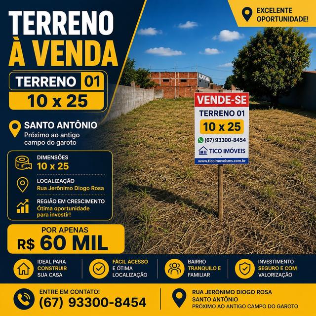 Terreno 01 Rua Jerônimo Diogo Rosa - terreno à venda em Paranaíba MS